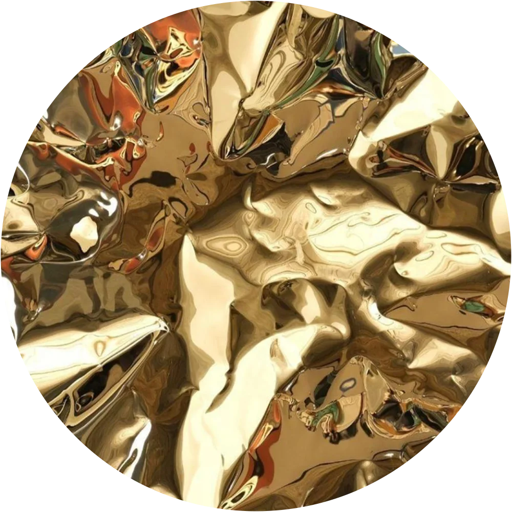 Gold mirror-polished disc by Hussain Jamil